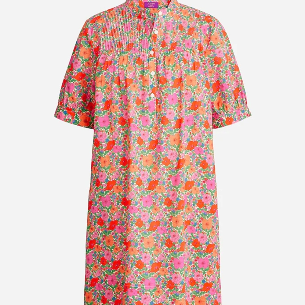 J. Crew Pink and Orange Floral Short-Sleeve Shift Dress - Picture 6 of 6